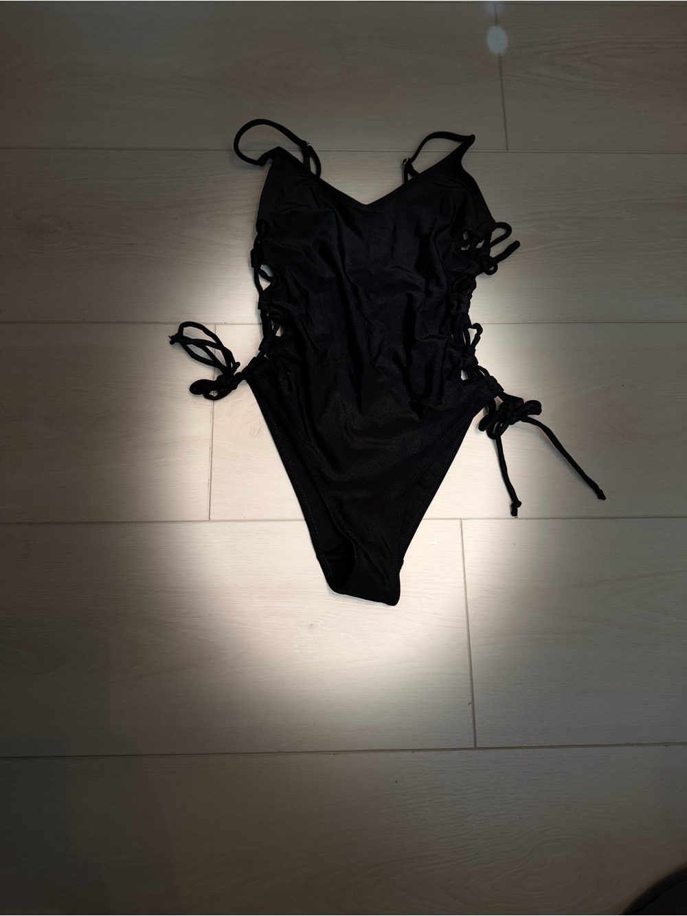 Missguided Black Lace-Up One-Piece Swimsuit